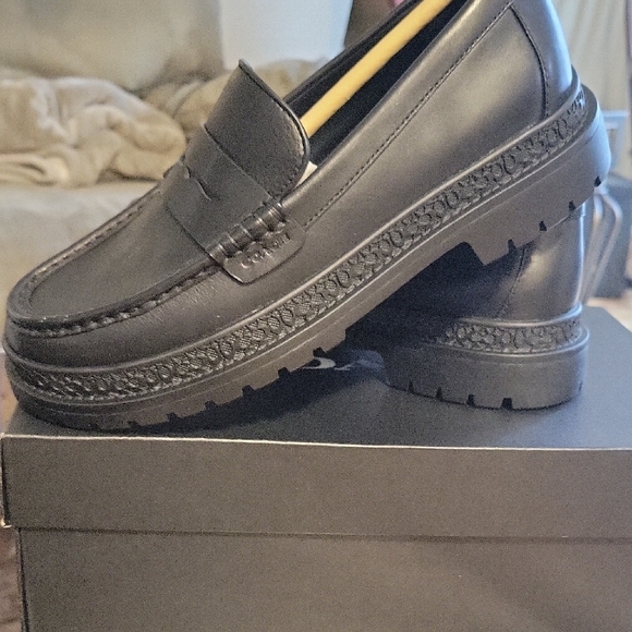 Coach Black Leather Slip-On Loafers - Picture 3 of 3